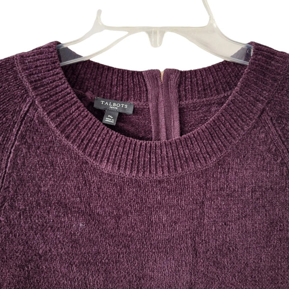 NWT Talbots Petite Medium Burgundy‎ Crew-neck Long Sleeve  Back-Zip Sweater - Picture 3 of 13